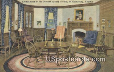 Living Room, Market Square Tavern - Williamsburg, Virginia VA Postcard