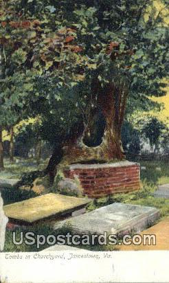 Tombs in Churchyard - Jamestown, Virginia VA Postcard