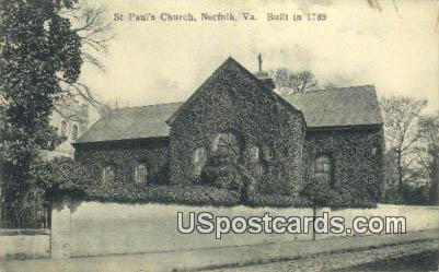 St Paul's Church - Norfolk, Virginia VA Postcard