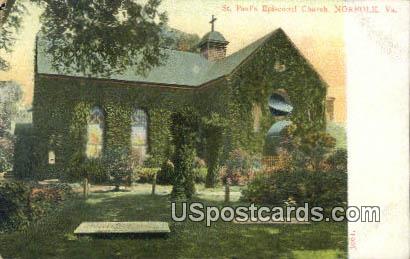 St Paul's Episcopal Church - Norfolk, Virginia VA Postcard