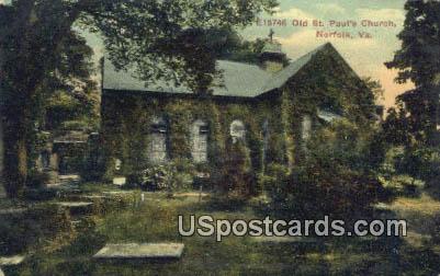 Old St Paul's Church - Norfolk, Virginia VA Postcard