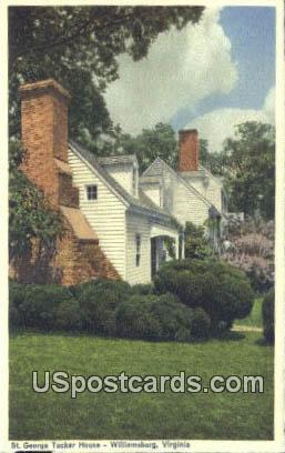 St George Tucker House - Williamsburg, Virginia VA Postcard