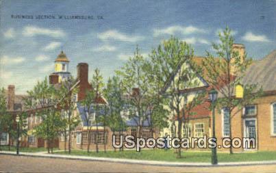 Business Section - Williamsburg, Virginia VA Postcard