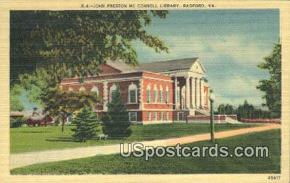 John Preston Mc Connell Library - Radford, Virginia VA Postcard