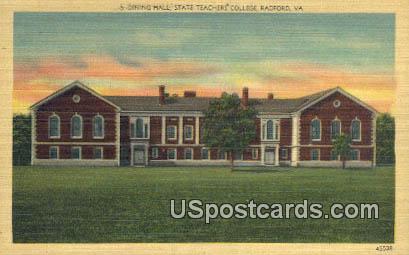 Dining Hall State Teachers College - Radford, Virginia VA Postcard
