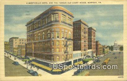 Monticello Hotel - Norfolk, Virginia VA Postcard