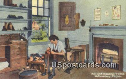 Boot & Shoemaker's Shop - Williamsburg, Virginia VA Postcard