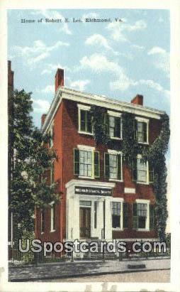 Home of Robert E Lee - Richmond, Virginia VA Postcard