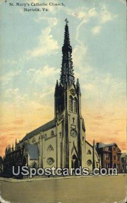 St Mary's Catholic Church - Norfolk, Virginia VA Postcard