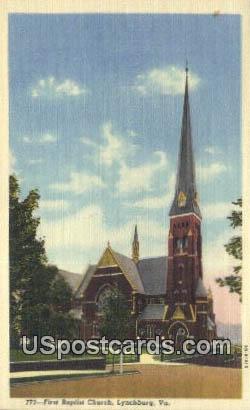 First Baptist Church - Lynchburg, Virginia VA Postcard