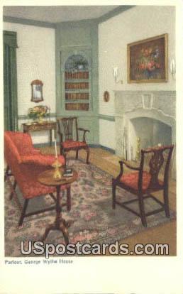 Parlour, George Wythe House - Williamsburg, Virginia VA Postcard