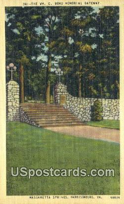 WM C Bond Memorial Gateway - Harrisonburg, Virginia VA Postcard