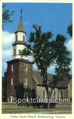 Bruton Parish Church - Williamsburg, Virginia VA Postcard