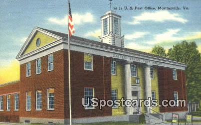 US Post Office - Martinsville, Virginia VA Postcard