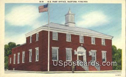 US Post Office - Radford, Virginia VA Postcard
