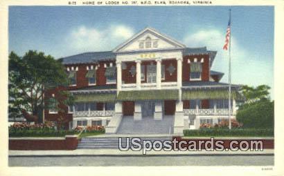 Home of Lodge No 197 - Roanoke, Virginia VA Postcard