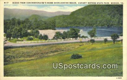Concessionaire's Home Overlooking Beach - Marion, Virginia VA Postcard