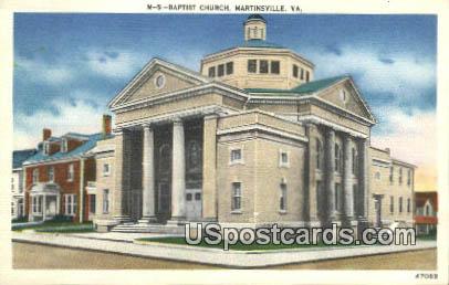 Baptist Church - Martinsville, Virginia VA Postcard
