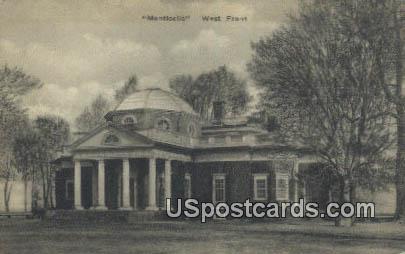 Monticello West Front - Charlottesville, Virginia VA Postcard