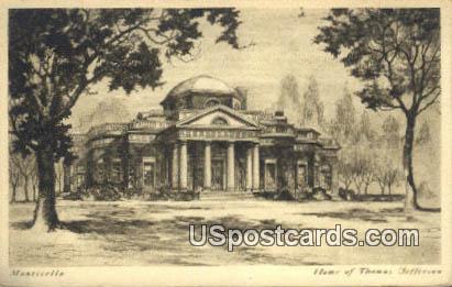 Home of Thomas Jefferson - Monticello, Virginia VA Postcard