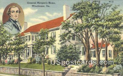 General Morgan's Home - Winchester, Virginia VA Postcard