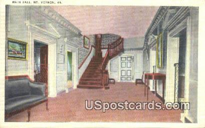 Main Hall - Mt Vernon, Virginia VA Postcard