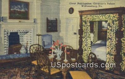 Great Bedchamber, Governor's Palace - Williamsburg, Virginia VA Postcard
