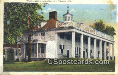 Washington's Mansion - Mt Vernon, Virginia VA Postcard