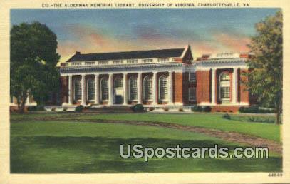 Alderman Memorial Library - Charlottesville, Virginia VA Postcard