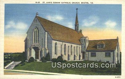 St Ann's Roman Catholic Church - Bristol, Virginia VA Postcard