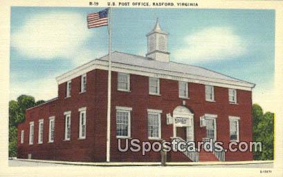 US Post Office - Radford, Virginia VA Postcard