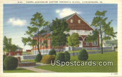 Chapel Auditorium, Eastern Mennonite School - Harrisonburg, Virginia VA Postcard