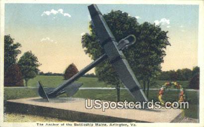 Anchor, Battleship Maine - Arlington, Virginia VA Postcard