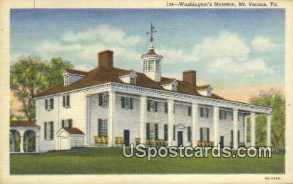 Washington's Mansion - Mt Vernon, Virginia VA Postcard