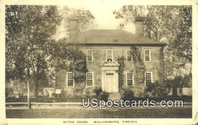 Wythe House - Williamsburg, Virginia VA Postcard