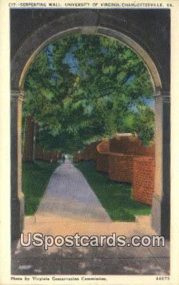 Serpentine Wall, University of Virginia - Charlottesville Postcard