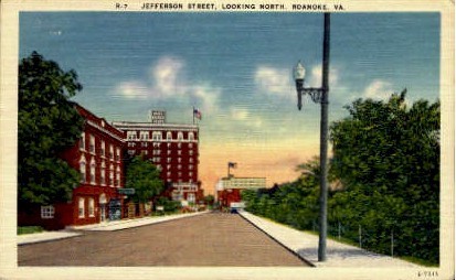 Jefferson Street - Roanoke, Virginia VA Postcard