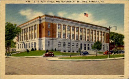 U. S. Post Office - Roanoke, Virginia VA Postcard
