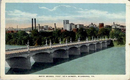 Mayo Bridge - Richmond, Virginia VA Postcard