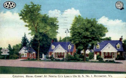 Colonial Hotel Court - Richmond, Virginia VA Postcard