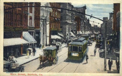 Main Street - Norfolk, Virginia VA Postcard