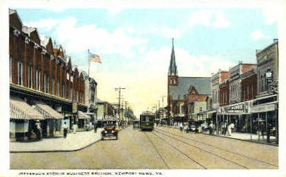 Jefferson Avenue - Newport News, Virginia VA Postcard