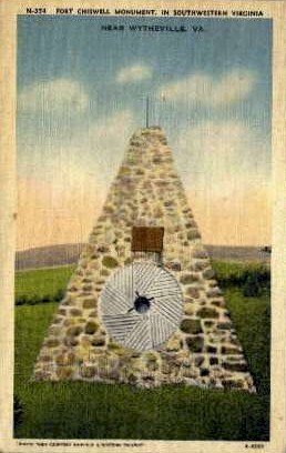 Fort Chiswell Monument - Wytheville, Virginia VA Postcard