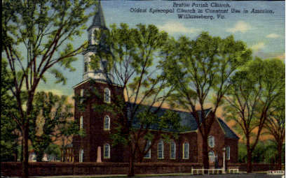 Buton Parish Church - Williamsburg, Virginia VA Postcard