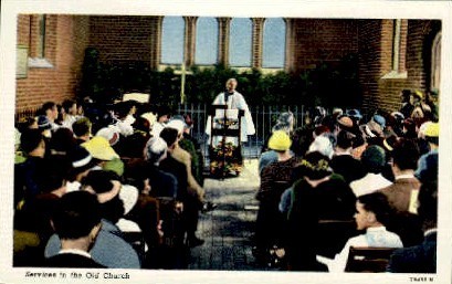 Service In The Old Church - Williamsburg, Virginia VA Postcard