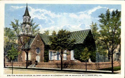 Bruton Parish Church - Williamsburg, Virginia VA Postcard