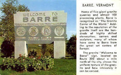 Barre, Vermont, VT Postcard