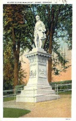 Robert Burns Monument - Barre, Vermont VT Postcard
