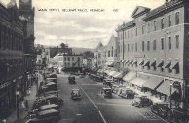 Main St. - Bellows Falls, Vermont VT Postcard