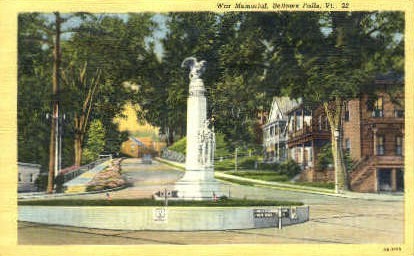 War Memorial - Bellows Falls, Vermont VT Postcard
